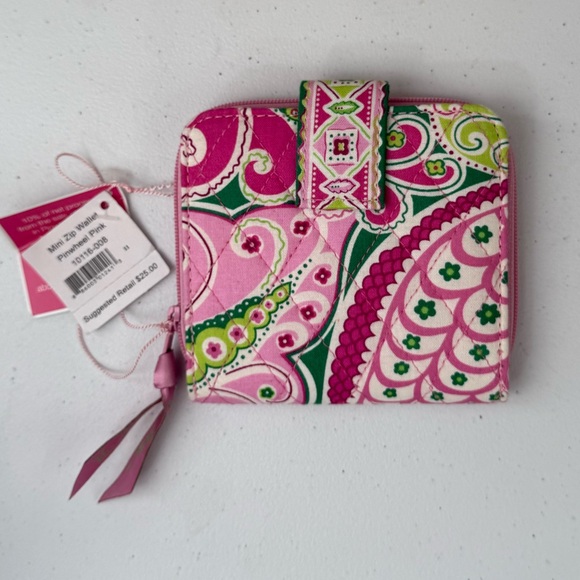 Vera Bradley Mini Zip Wallet Pinwheel Pink - Picture 1 of 10